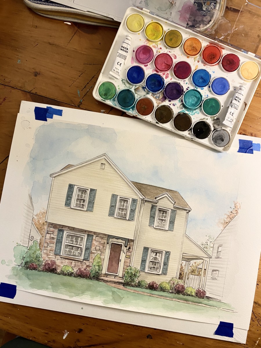 Watercolor House Portrait