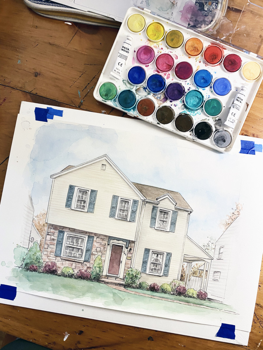 House Portraits in Watercolor by Laura Wolanin